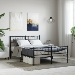 vidaXL Estructura de cama cabecero y pie de cama metal negro 160x200cm