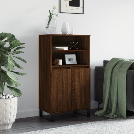 vidaXL Aparador alto madera contrachapada marrón roble 60x36x110 cm