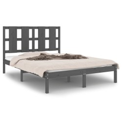 vidaXL Estructura de cama de madera maciza de pino gris 140x200 cm