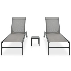 vidaXL Tumbonas con mesa 2 unidades textilene y acero 