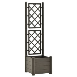 vidaXL Jardinera con enrejado PP gris antracita 43x43x142 cm 