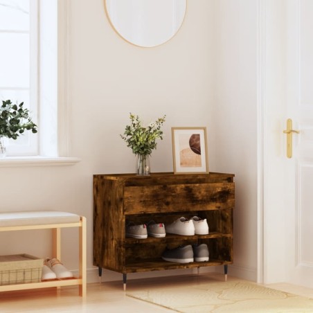 vidaXL Mueble zapatero madera contrachapada roble ahumado 70x36x60 cm
