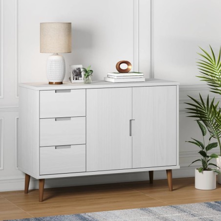 vidaXL Aparador MOLDE madera maciza de pino blanca 113x40x80 cm