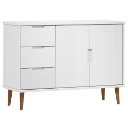 vidaXL Aparador MOLDE madera maciza de pino blanca 113x40x80 cm