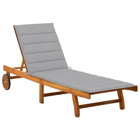 vidaXL Tumbona de jardín con cojín madera maciza de acacia 