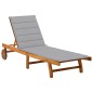 vidaXL Tumbona de jardín con cojín madera maciza de acacia vidaXL Tumbona de jardín con cojín madera maciza de acacia