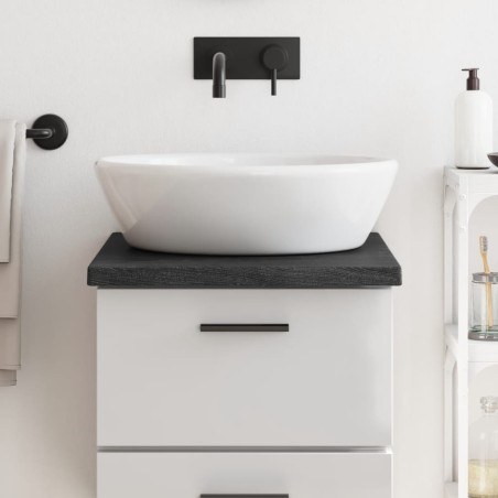 vidaXL Encimera baño madera maciza tratada gris oscuro 40x50x(2-4) cm