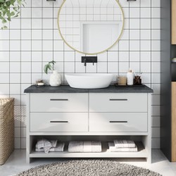vidaXL Encimera baño madera maciza tratada gris oscuro 120x40x(2-4) cm