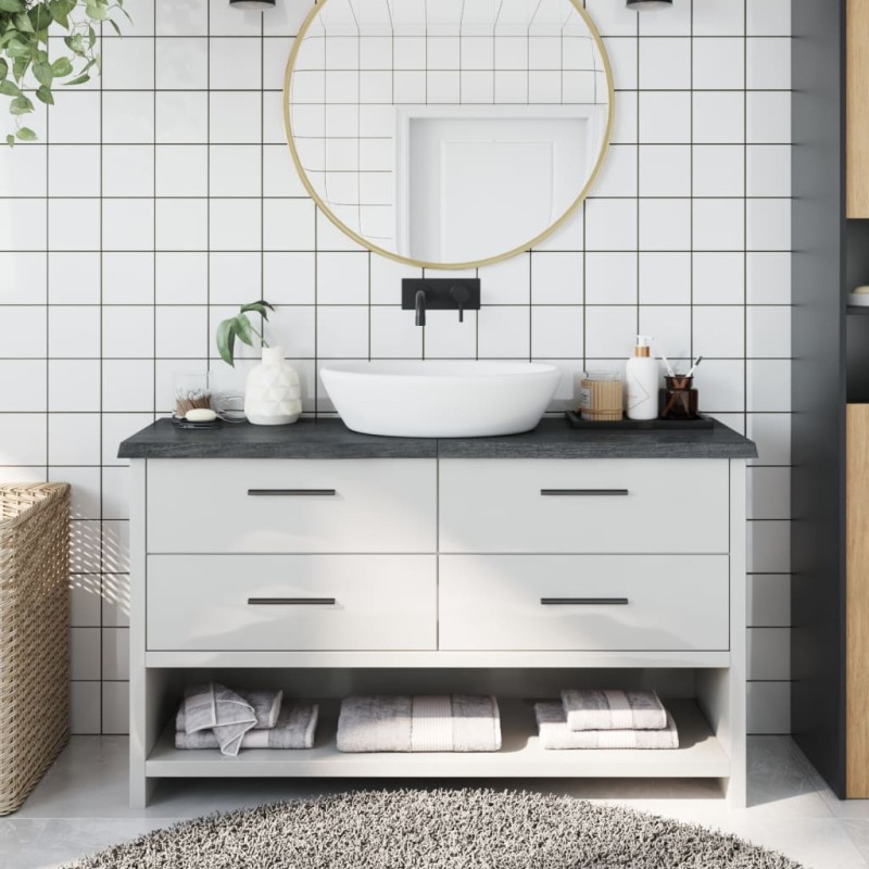 vidaXL Encimera baño madera maciza tratada gris oscuro 120x40x(2-4) cm vidaXL Encimera baño madera maciza tratada gris oscuro 120x40x(2-4) cm