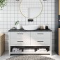 vidaXL Encimera baño madera maciza tratada gris oscuro 120x40x(2-4) cm vidaXL Encimera baño madera maciza tratada gris oscuro 120x40x(2-4) cm