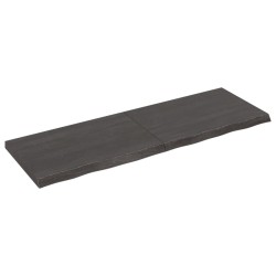 vidaXL Encimera baño madera maciza tratada gris oscuro 120x40x(2-4) cm