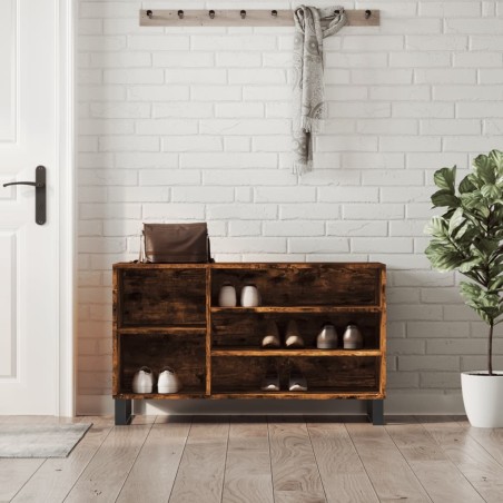 vidaXL Mueble zapatero madera contrachapada roble ahumado 102x36x60 cm