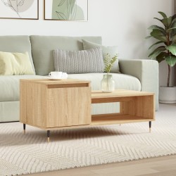 vidaXL Mesa de centro madera contrachapada roble Sonoma 100x50x45 cm