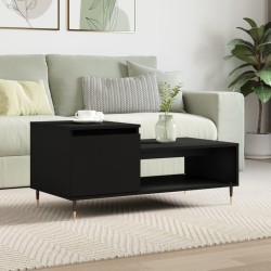 vidaXL Mesa de centro madera contrachapada negro 100x50x45 cm