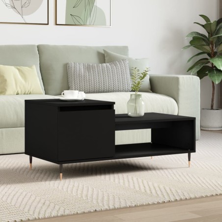 vidaXL Mesa de centro madera contrachapada negro 100x50x45 cm