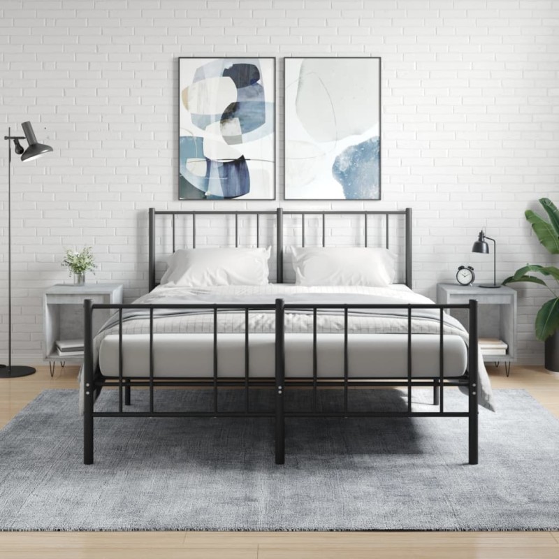 vidaXL Mesitas noche 2 uds madera ingeniería gris hormigón 40x35x50 cm