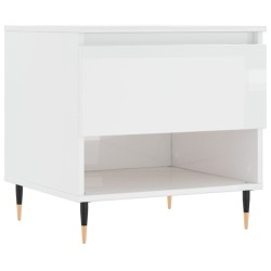 vidaXL Mesa de centro madera de ingeniería blanco brillo 50x46x50 cm