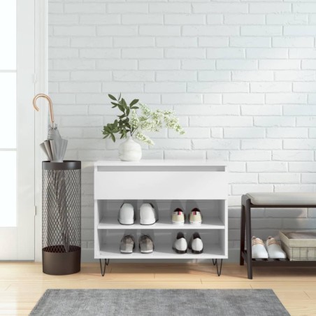 vidaXL Mueble zapatero madera contrachapada blanco brillo 70x36x60 cm