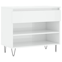 vidaXL Mueble zapatero madera contrachapada blanco brillo 70x36x60 cm