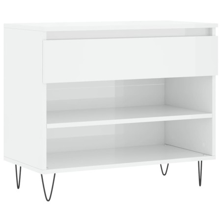 vidaXL Mueble zapatero madera contrachapada blanco brillo 70x36x60 cm