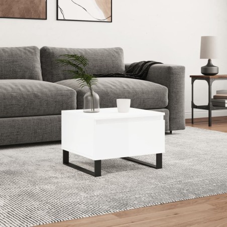vidaXL Mesa de centro madera de ingeniería blanco brillo 50x46x35 cm