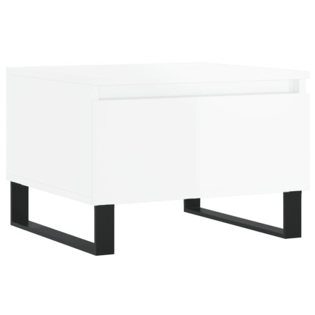 vidaXL Mesa de centro madera de ingeniería blanco brillo 50x46x35 cm
