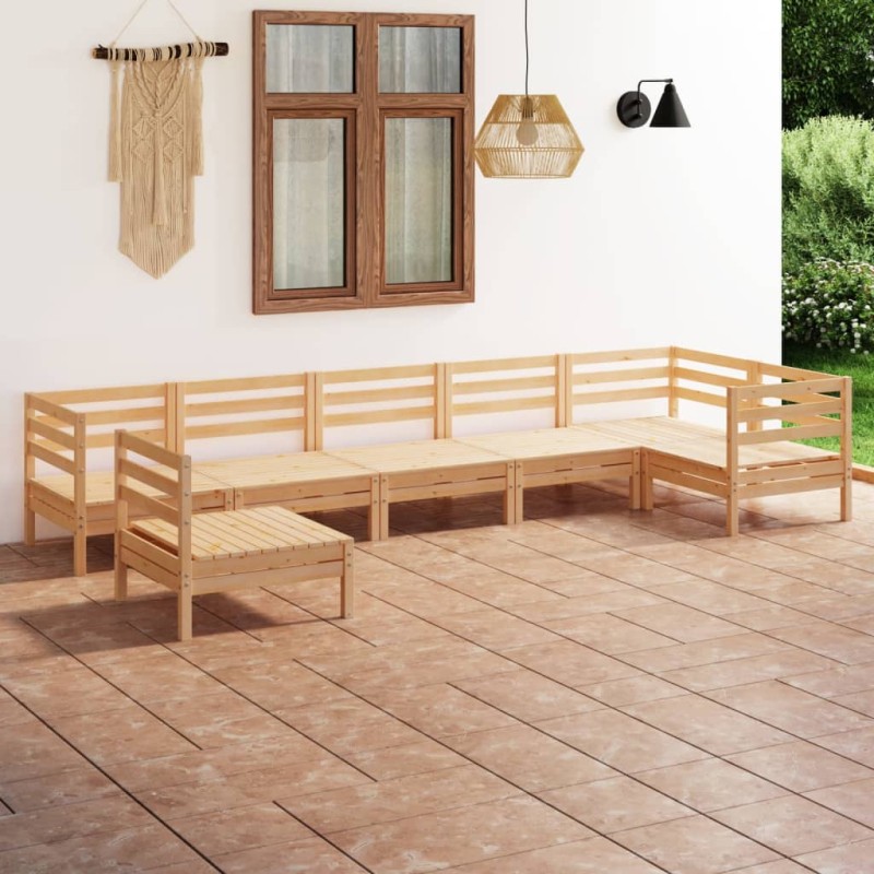 vidaXL Juego de muebles de jardín 7 piezas madera maciza pino vidaXL Juego de muebles de jardín 7 piezas madera maciza pino