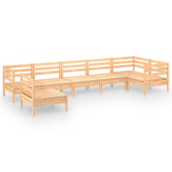 vidaXL Juego de muebles de jardín 7 piezas madera maciza pino