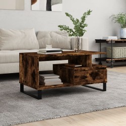 vidaXL Mesa de centro madera contrachapada roble ahumado 90x49x45 cm