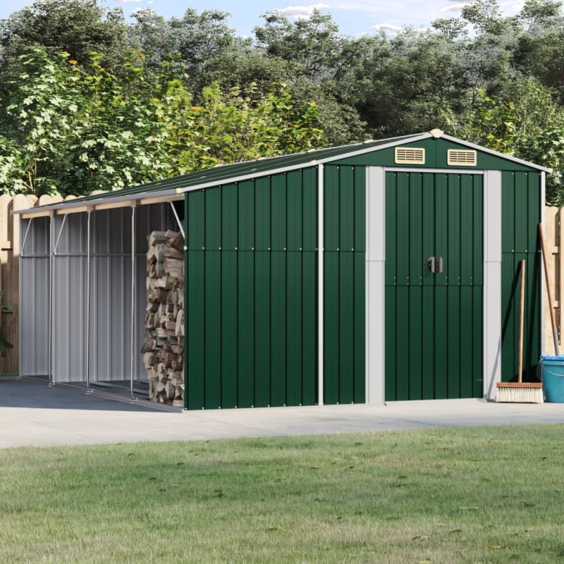 vidaXL Cobertizo de jardín acero galvanizado verde 277x365,5x179 cm vidaXL Cobertizo de jardín acero galvanizado verde 277x365,5x179 cm