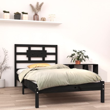 vidaXL Estructura de cama madera maciza de pino negra 90x200 cm