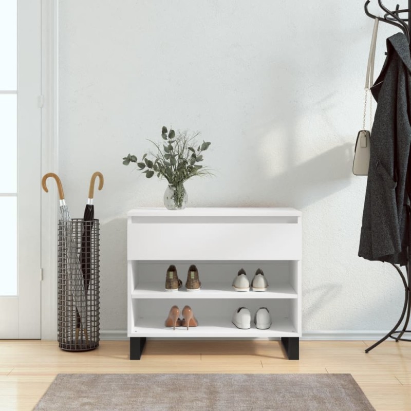 vidaXL Mueble zapatero madera contrachapada blanco 70x36x60 cm vidaXL Mueble zapatero madera contrachapada blanco 70x36x60 cm