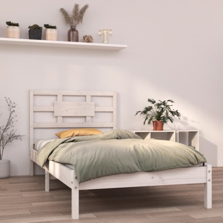 vidaXL Estructura de cama madera maciza de pino blanco 100x200 cm