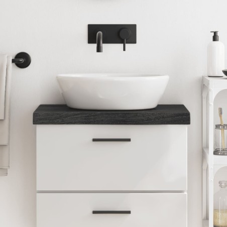 vidaXL Encimera baño madera maciza tratada gris oscuro 60x30x(2-6) cm