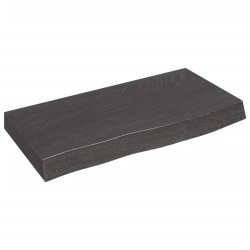 vidaXL Encimera baño madera maciza tratada gris oscuro 60x30x(2-6) cm