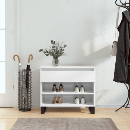 vidaXL Mueble zapatero madera contrachapada blanco brillo 70x36x60 cm