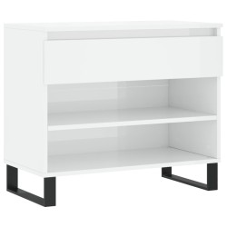 vidaXL Mueble zapatero madera contrachapada blanco brillo 70x36x60 cm
