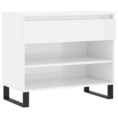 vidaXL Mueble zapatero madera contrachapada blanco brillo 70x36x60 cm