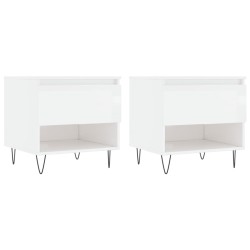 vidaXL Mesas centro 2 uds madera ingeniería blanco brillo 50x46x50 cm