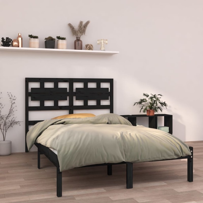 vidaXL Estructura de cama de madera maciza negra 140x190 cm vidaXL Estructura de cama de madera maciza negra 140x190 cm