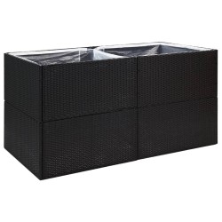 vidaXL Jardinera de ratán sintético negro 157x80x80 cm