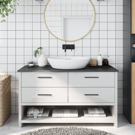 vidaXL Encimera de baño madera maciza tratada gris oscuro 100x30x2 cm
