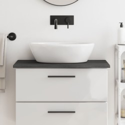 vidaXL Encimera de baño madera maciza tratada gris oscuro 80x30x2 cm