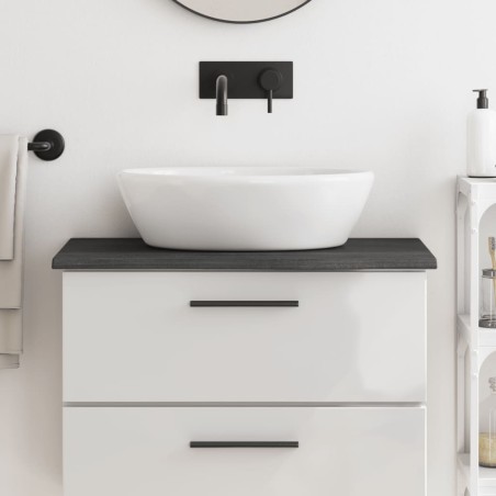 vidaXL Encimera de baño madera maciza tratada gris oscuro 80x30x2 cm