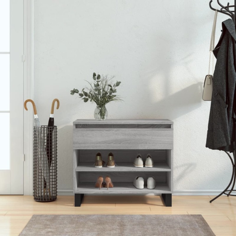 vidaXL Mueble zapatero madera contrachapada gris Sonoma 70x36x60 cm vidaXL Mueble zapatero madera contrachapada gris Sonoma 70x36x60 cm