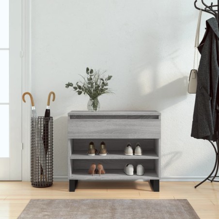 vidaXL Mueble zapatero madera contrachapada gris Sonoma 70x36x60 cm