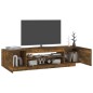 vidaXL Mueble de TV con luces LED color roble ahumado 160x35x40 cm