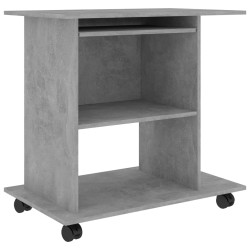 vidaXL Mesa de ordenador madera contrachapada gris hormigón 80x50x75cm