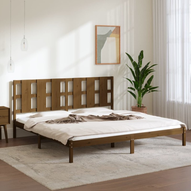 vidaXL Estructura de cama madera maciza de pino marrón miel 200x200 cm