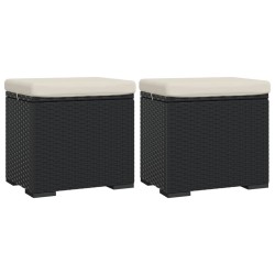vidaXL Otomana con cojines 2 uds negro 40x30x40 cm ratán sintético